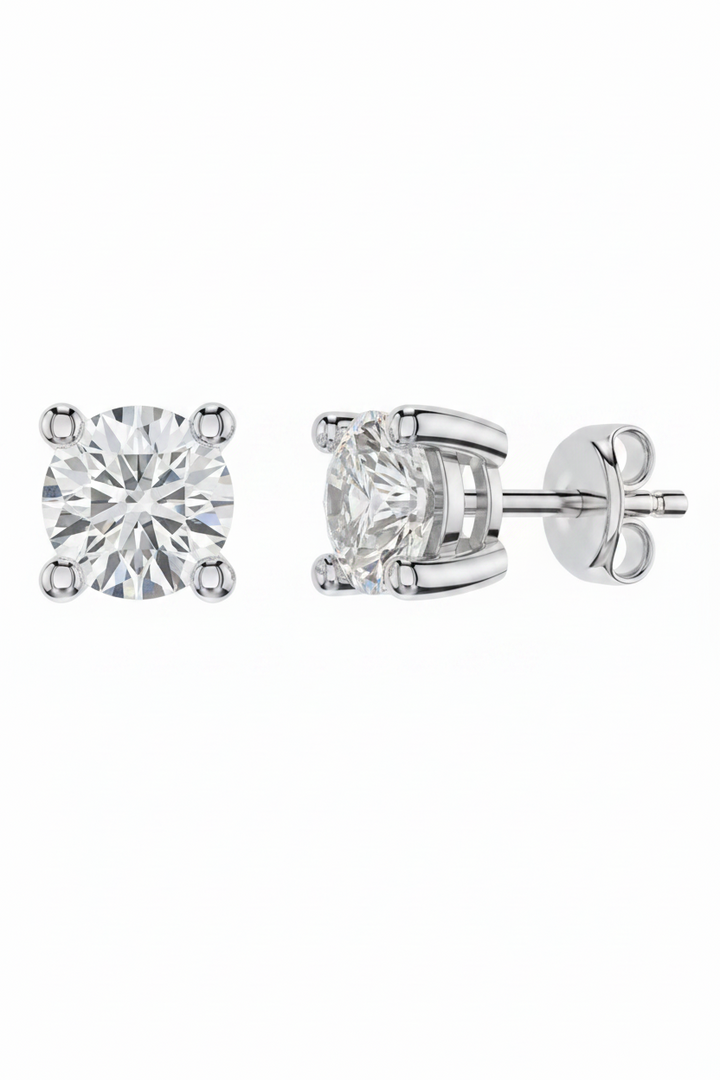Forever Rings By Sal Caeli Earrings in white gold with 0.50ct diamonds, polished metal, showcasing elegant dangle design.