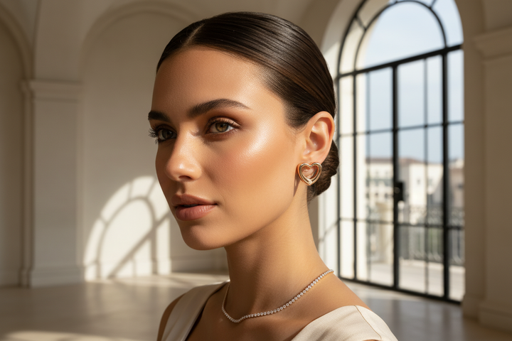 Rose gold Solenne Earrings by ForeverRingsBySal with 0.03ct diamonds, polished finish, elegant and feminine jewelry accessory.