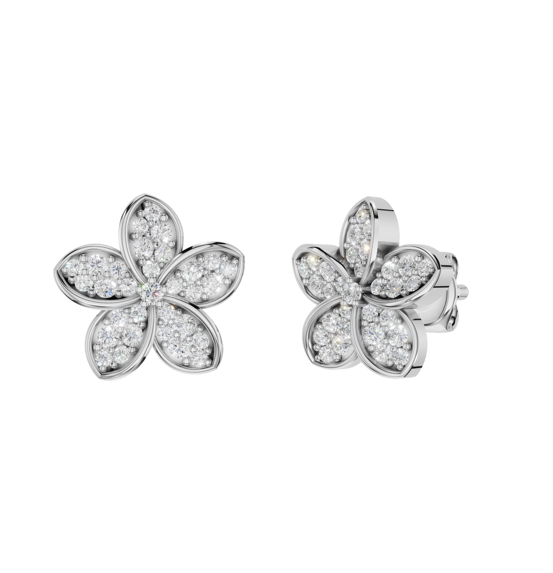 ForeverRingsBySal Fleuris Earrings in white gold with 0.23ct diamonds, polished finish, shown from a side view.