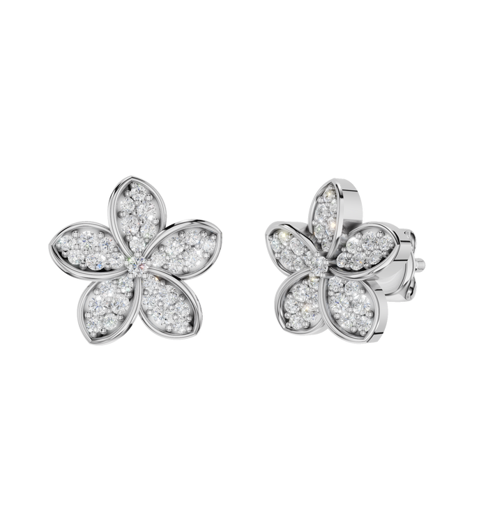 ForeverRingsBySal Fleuris Earrings in white gold with 0.23ct diamonds, polished finish, shown from a side view.