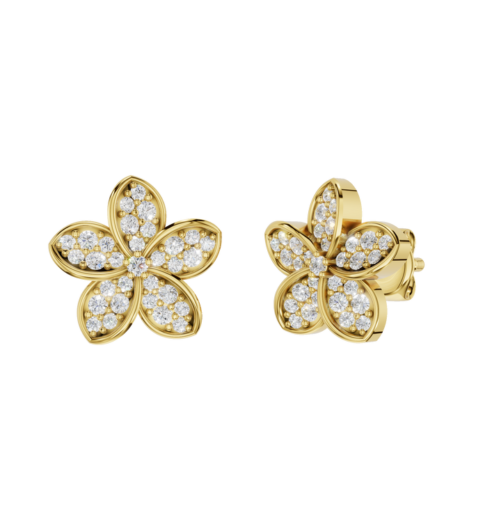 Yellow gold Fleuris earrings with 0.23ct gemstones, polished finish, stylish jewelry from ForeverRingsBySal