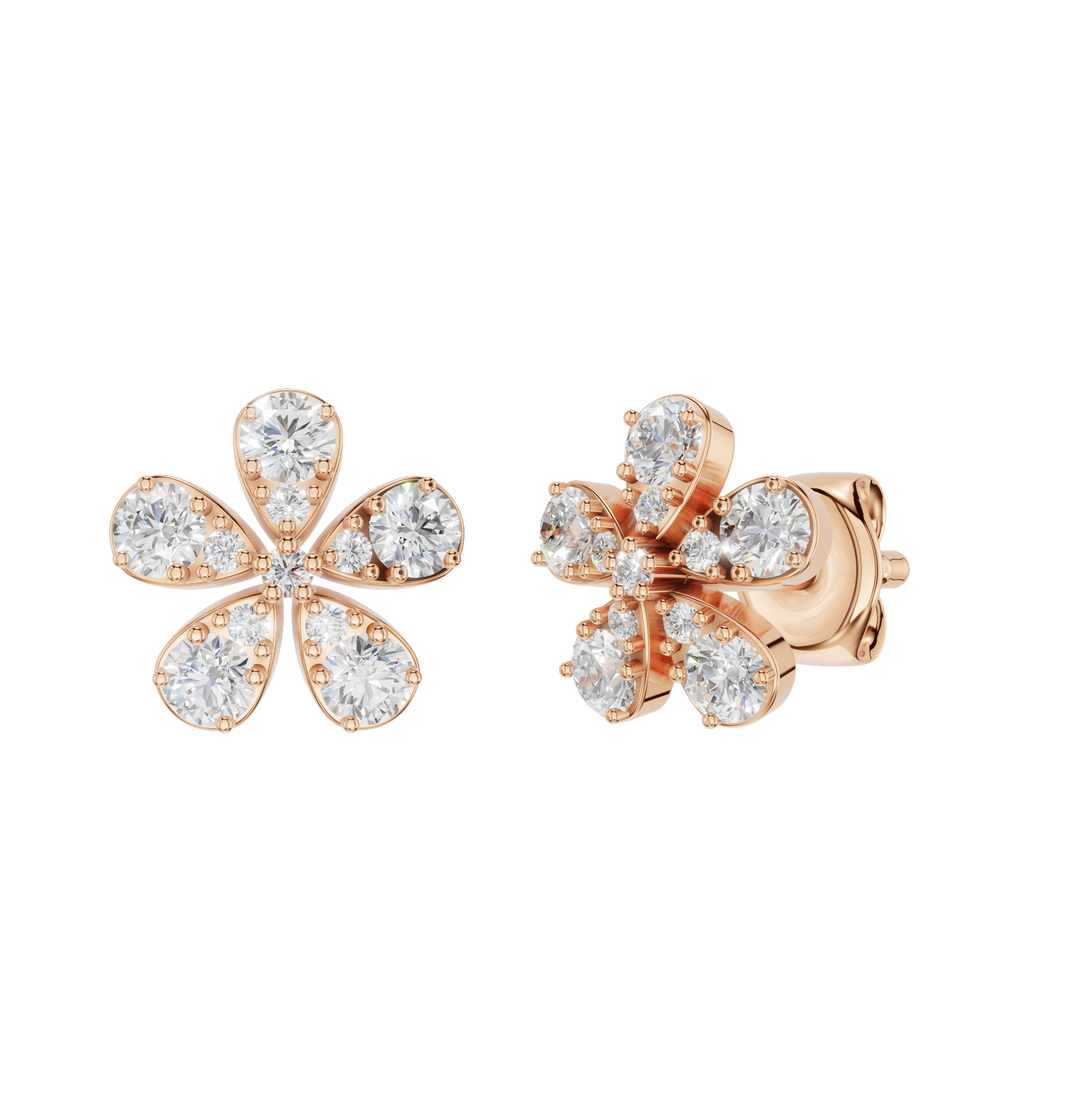 Rose gold polished Florenne earrings by Esor Atelier with 0.26ct gemstones, featuring elegant, modern design.