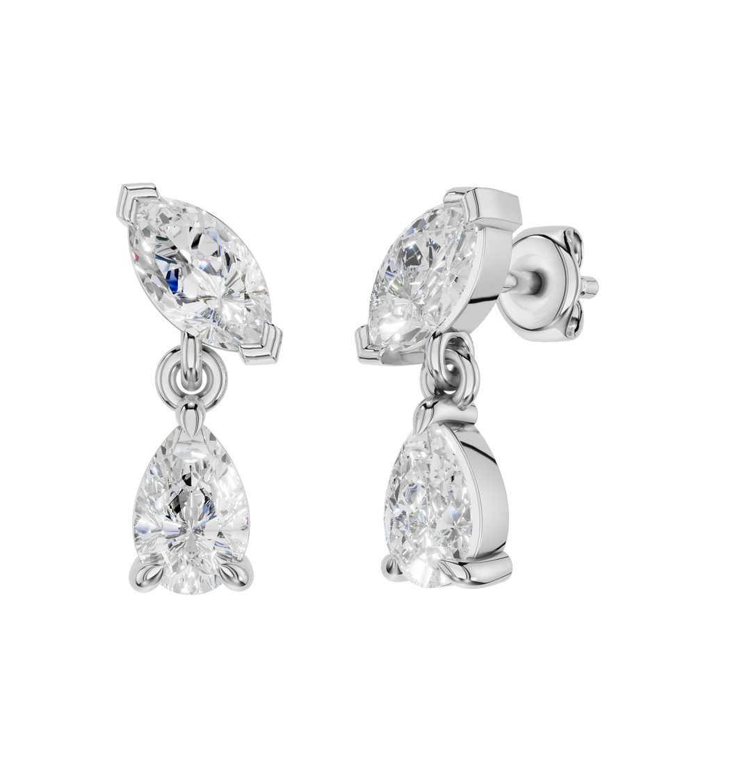 Esor Atelier The Aether Earrings in white gold with 1.00ct gemstones, polished metal finish, elegant jewelry for women.