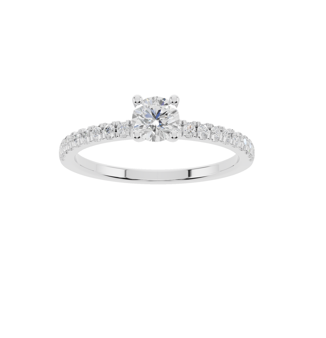 Polished white gold jewelry ring by Esor Atelier with a sleek, elegant design, shown from an angled view.