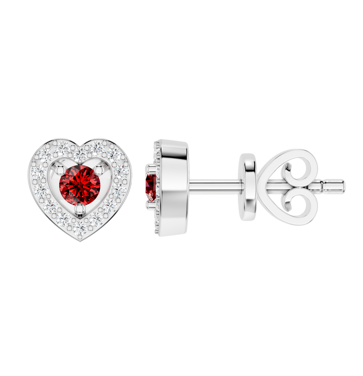 Silver ForeverRingsBySal Lyra Ruby Earrings with 0.08ct rubies, polished metal and elegant jewelry design.