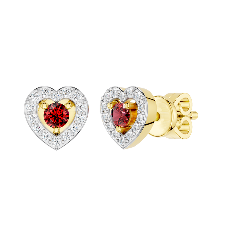 ForeverRingsBySal Lyra Ruby Earrings with 0.08ct yellow gold and ruby gemstones, showcasing elegant stud earrings design