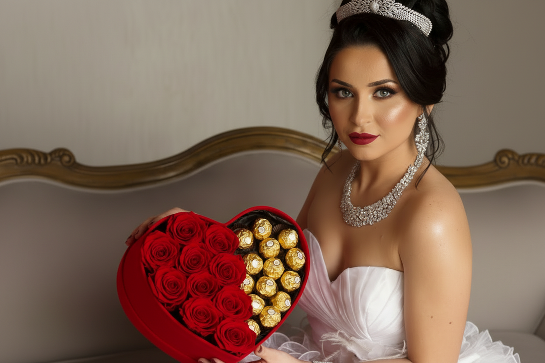 Eternal rose named Giselle from Esor Atelier, beautifully crafted with vibrant, preserved petals in a delicate display.