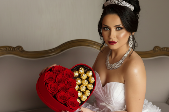 Eternal rose named Giselle from Esor Atelier, beautifully crafted with vibrant, preserved petals in a delicate display.