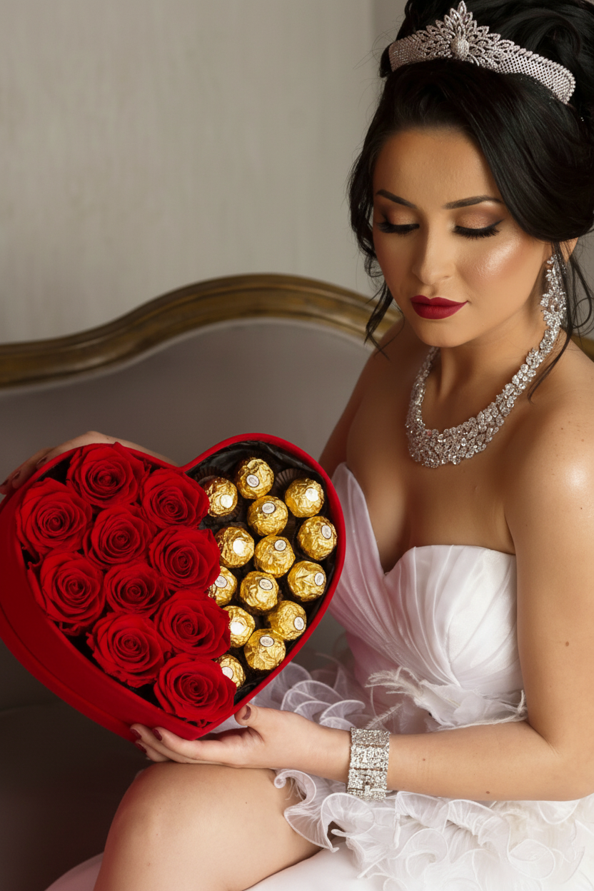 Esor Atelier Giselle Eternal Rose in a delicate glass display, showcasing a beautifully preserved, vibrant rose flower.
