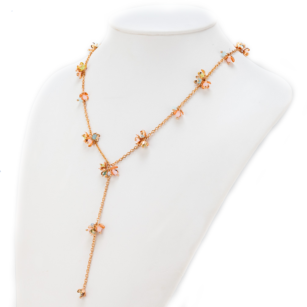 Rosette Y-Drop Pastel Necklace